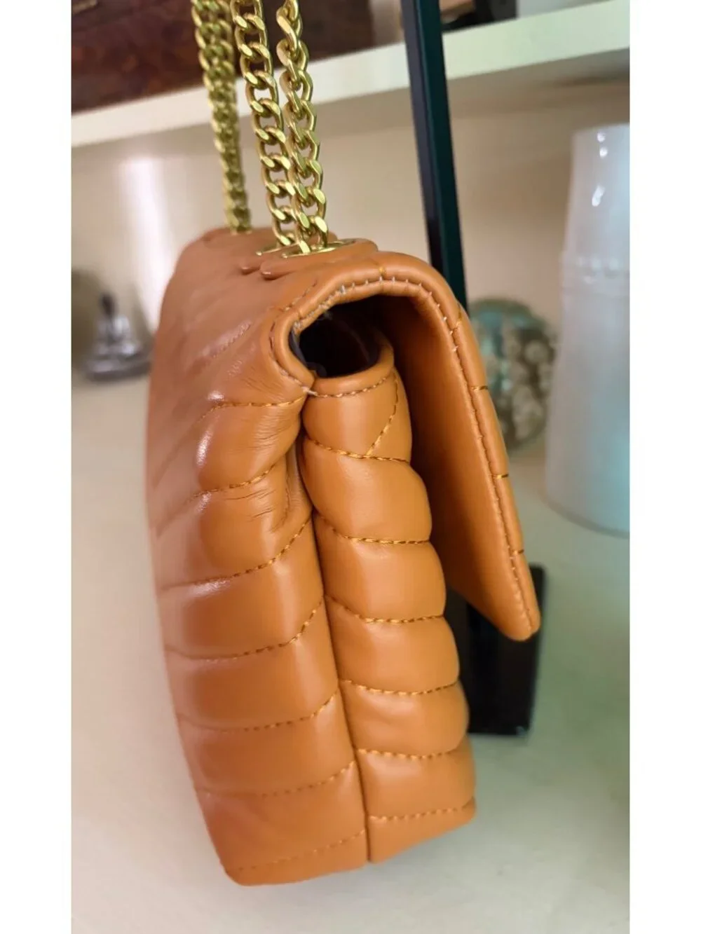 NWT Tory Burch Kira Chevron Leather Convertible Shoulder Bag Squash Orange